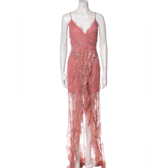 Majorelle Pink Lace Overlay Long Dress - Size Small - Picture 1 of 15
